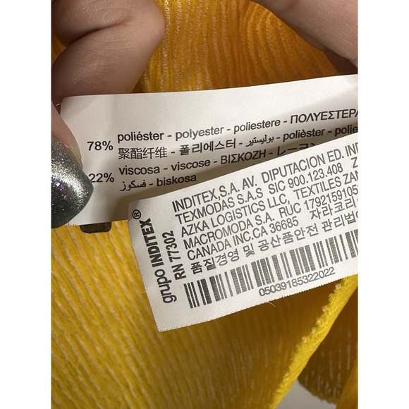 NWT ZARA Bright Yellow White Swing Textured Ribbed Tank Top SMALL Summer Spring - Picture 9 of 10